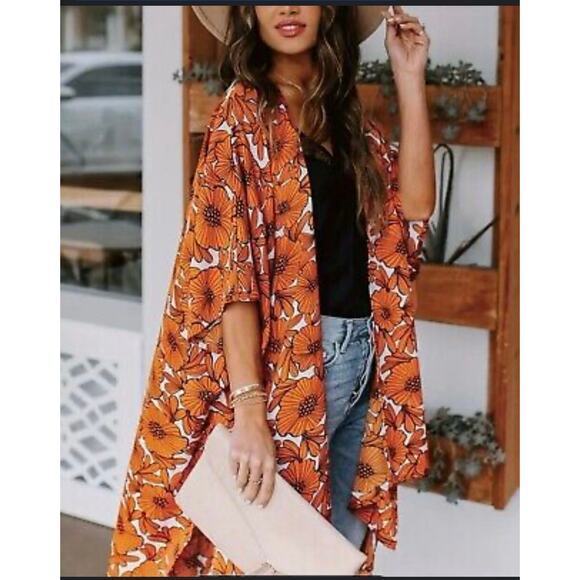 Aakaa BOHO CHIC FESTIVAL KIMONO OR COVER UP O/S - Picture 1 of 7